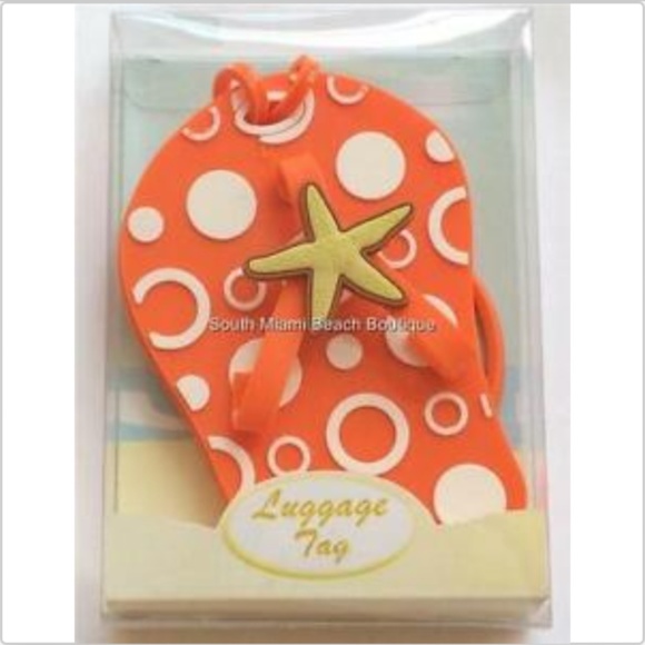 2 TAGS - Orange Starfish Flip Flop Luggage Tag Starfish Sea Life Cruise Ship - Picture 2 of 5